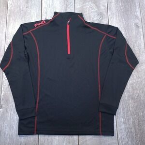 Ping Sensorcool 1/4 Zip Pullover Mens Small Black Red Golf Shirt 8951